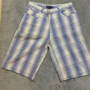Mens White And Blue Plaid Shorts Size 36